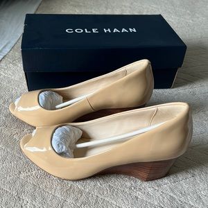 Cole Haan wedge shoes, color: nude patent, size 6.